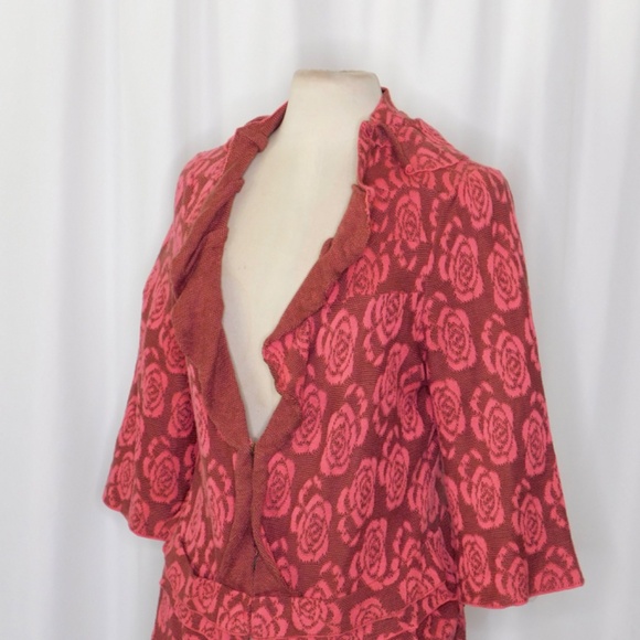Anthropologie YELLOW BIRD Any Other Rose Roses Floral Cardigan Sweater Large - Picture 7 of 12